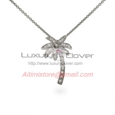 Designer Inspired 925 Silver Palm Tree Pendant with CZ Stones