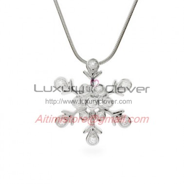 Designer Inspired Sterling Silver Snowflake Pendant with CZ Stones