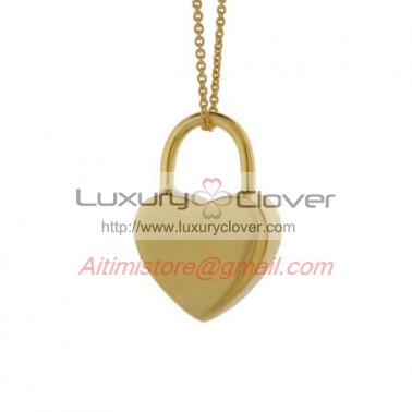 Designer Inspired 14k Gold Plated Heart Locked Pendant