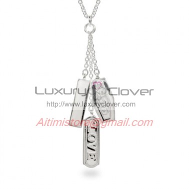 Designer Inspired Sterling Silver Love Charm Bar Necklace