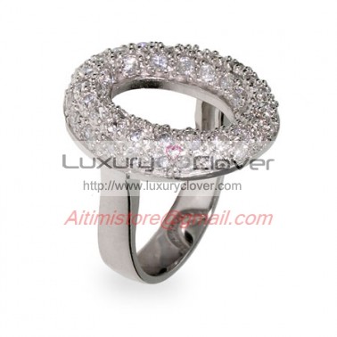 Designer Inspired O Ring in Sterling Silver with Pave CZ