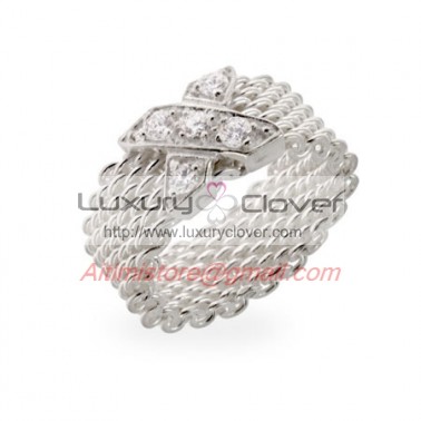 Designer Style 925 Sterling Silver CZ X Mesh Ring