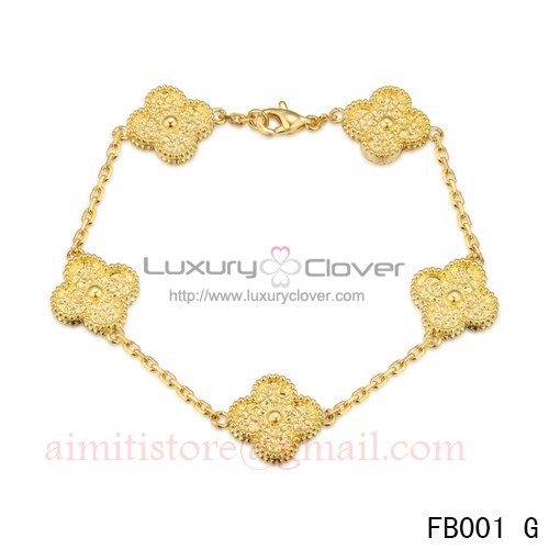 Vintage Alhambra bracelet, 5 motifs 18K yellow gold - Van Cleef & Arpels