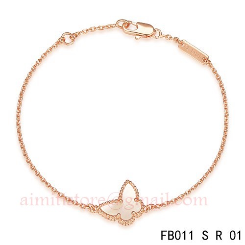 Sweet Alhambra Butterfly Bracelet In Pink Gold With White Mother-Of-Peral