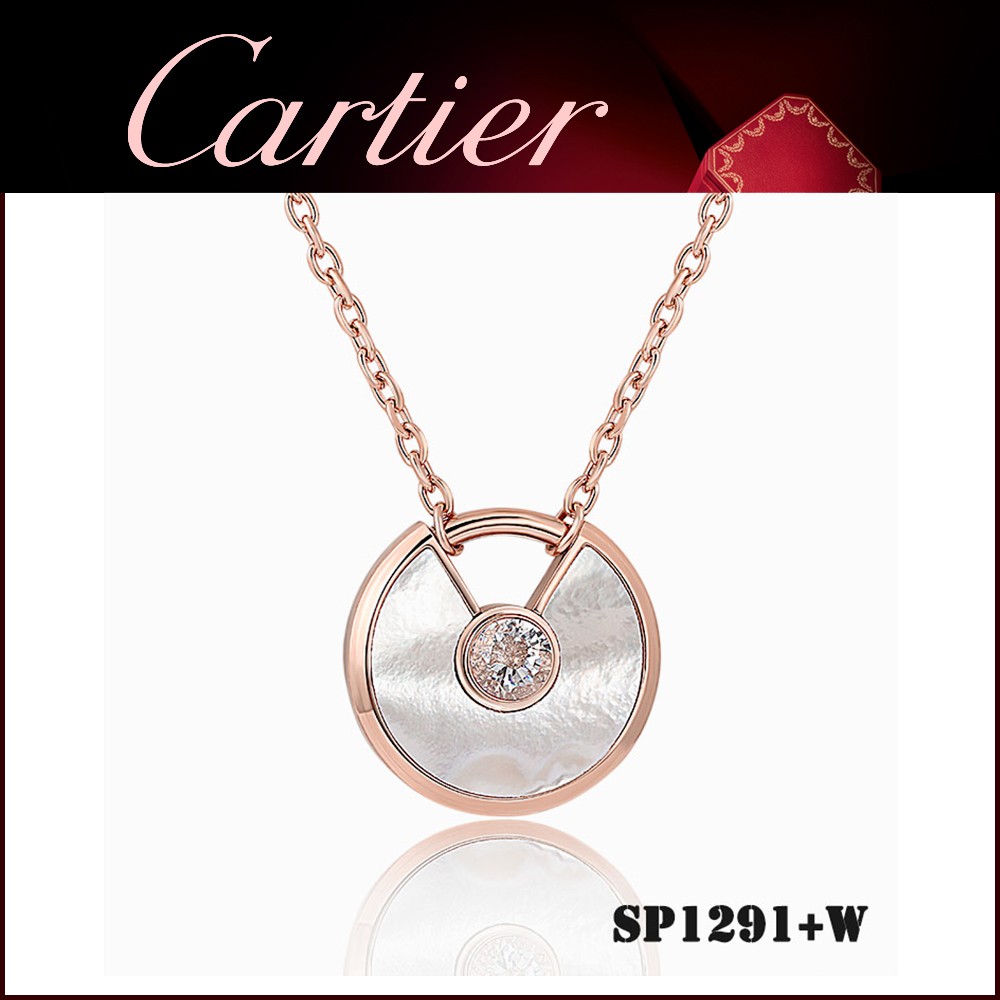 Amulette De Cartier Necklace In Pink Gold With With Mother-Of-Pearl & Diamond