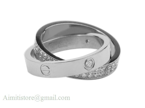 Cartier Infinity LOVE Ring In 18kt White Gold With Diamonds-Paved