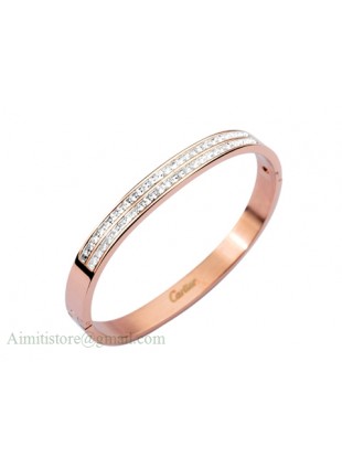 Cartier Bangle in 18kt Pink Gold with Pave Diamonds-NEW
