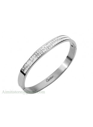 Cartier Bangle in 18kt White Gold with Pave Diamonds