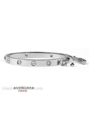 Cartier 18kt White Gold LOVE Bangle with 4 Diamonds for Women