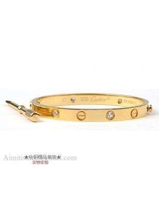 Cartier 18kt Yellow Gold LOVE Bangle with 4 Diamonds for Women