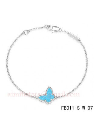 Van Cleef & Arpels Sweet Alhambra Butterfly mini Bracelet in White Gold with Turquoise