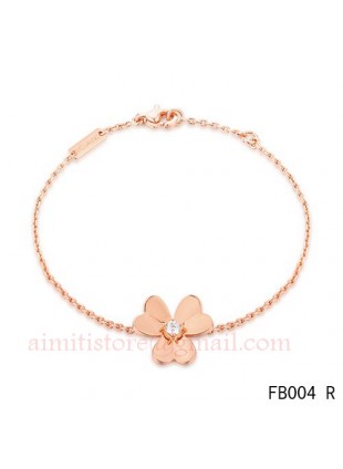 Van Cleef and Arpels Frivole Charm Diamond Bracelet Pink Gold