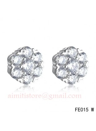 Van Cleef & Arpels White Gold Fleurette Diamonds Earstuds