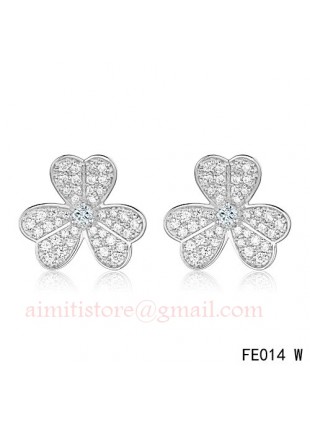 Van Cleef and Arpels Frivole Earrings White Gold Pave Diamonds
