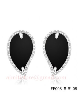 Van Cleef & Arpels White Gold Sweet Alhambra Leaf Earrings Black Onyx 