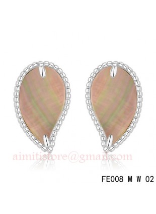 Van Cleef & Arpels White Gold Lucky Alhambra Leaf Earrings Grey Mother-of-pearl
