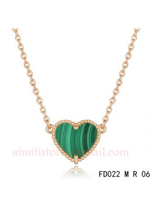 Van Cleef Arpels Sweet Alhambra Malachite Heart Necklace Pink Gold
