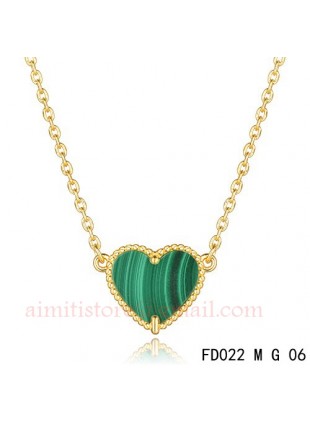 Van Cleef Arpels Sweet Alhambra Malachite Heart Necklace Yellow Gold