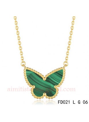 Van Cleef Arpels Lucky Alhambra Malachite Butterfly Necklace Yellow Gold