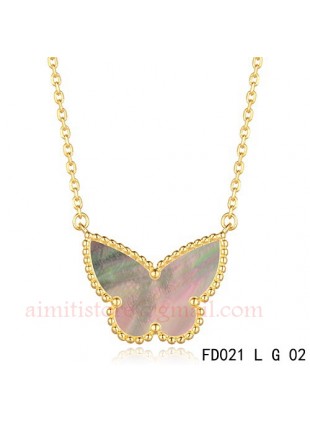 Van Cleef Arpels Yellow Gold Lucky Alhambra Butterfly Necklace Gary Mother-of-Pearl