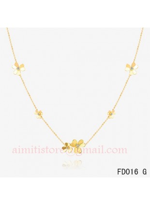 Van Cleef Arpels Yellow Gold Frivole Necklace 9 Flowers
