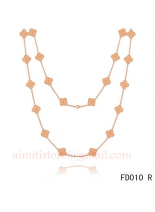 Van Cleef & Arpels Vintage Alhambra Long Necklace Pink Gold 20 Motifs