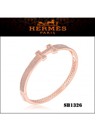 Hermes Clic Clac H Bracelet in Pink Gold with Diamond