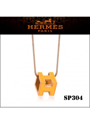 Hermes Cage d'H Yellow Lacquer Pendant Rose Gold 