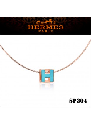 Hermes Cage d'H Paradise Blue Lacquer Pendant Rose Gold 