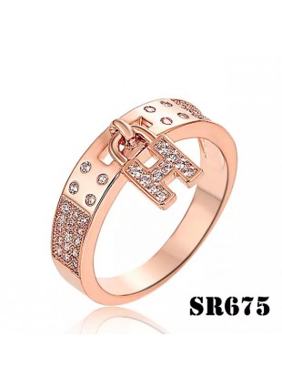 Hermes Clic H Pink Gold Ring Paved Diamonds