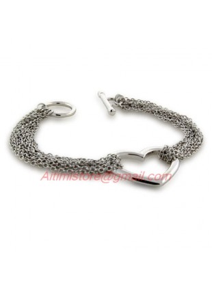Designer Inspired 925 Silver Ten Strand Heart Chains Bracelet