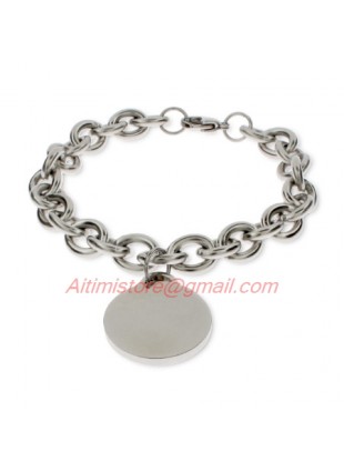 Designer Inspired Sterling Silver Round Tag Bracelet