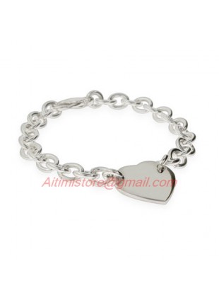 Designer Inspired Sterling Silver Heart ID Bracelet