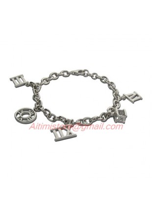 Designer Atlas Style Sterling Silver Five Charms Bracelet