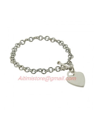 Designer Inspired Sterling Silver Heart Tag Bracelet