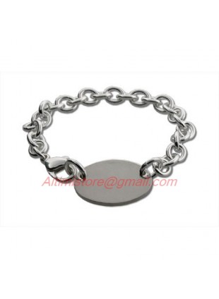 Designer Inspired Sterling Silver Oval Tag Bracelet