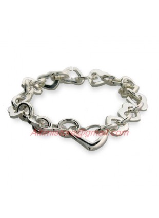 Designer Inspired 925 Silver Heart Link Bracelet