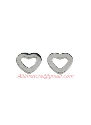 Designer Inspired Sterling Silver Heart Link Stud Earrings
