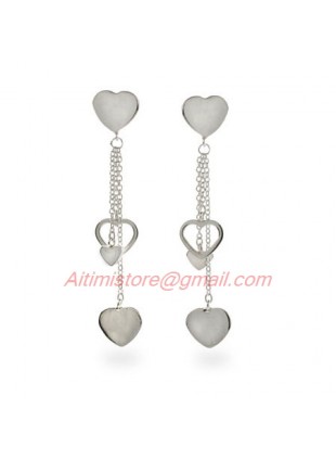 Designer Inspired Cascading Hearts Drop Earrings in Sterling Silver 