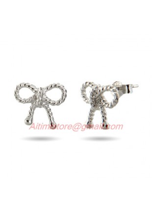 Designer Inspired Twisted Bow Earrings in Sterling Silver