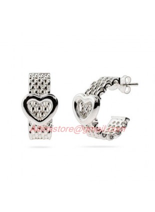 Designer Inspired Sterling Silver Mesh Heart Hoop Earrings