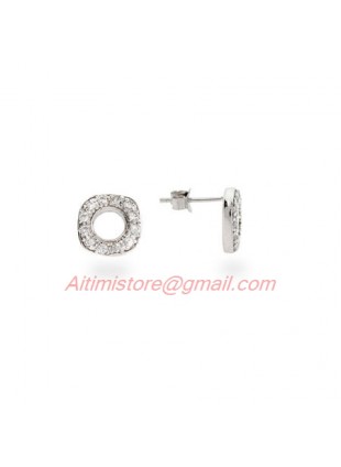 Designer Inspired Cushion Stud Sterling Silver Earrings with Pave CZ Stones