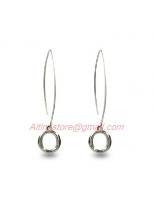 Designer Inspired Sterling Silver Circle Drop O Earrings