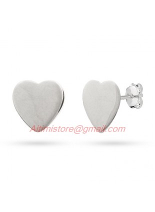 Designer Inspired Sterling Silver Heart Tag Stud Earrings 