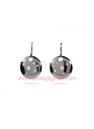 Designer Inspired Sterling Silver Etoile Circle Earrings with CZ Stone