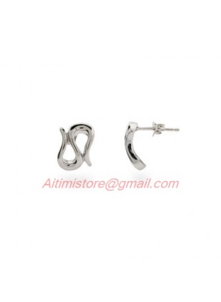 Designer Inspired Sterling Silver Open Wave Stud Earrings