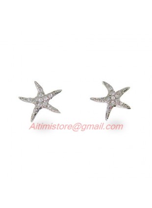 Designer Inspired CZ Starfish Studs Earrings in Sterling Silver