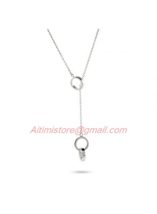 Designer Inspired 925 Silver Joined Circles Lariat Necklace