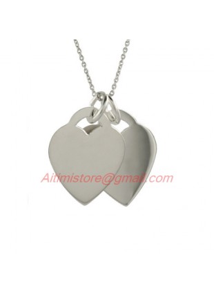 Designer Inspired 925 Sterling Silver Double Heart Pendant