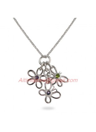 Designer Inspired Sterling Silver Flower Charms Pendant